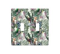 Toggle Light Switch Cover Plate, 2 Gang Wall Plates Standard Size 4.5" x 4.5", Tropical Cute Parrot Plant Double Light Switch Cover Plate Decorative, Outlet Covers Wall Plate