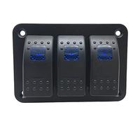 Toggle Rocker Switch Panel, Riloer 12V/24V 240W 3/4/5/6/8 Gang Switch Panel Universal for Car RV Yacht Modified, with Blue/Green/Red Lighting