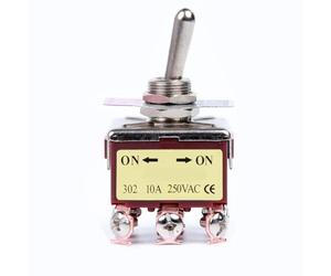 Toggle Switch 250V 10A Momentary Automatic reset Switches ON/ON 9 Copper Pins 2 Position Metal Miniature Rocker Toggle Switch E-TEN-302