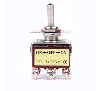 Toggle Switch 250V 15A Momentary Automatic Reset Switches ON/OFF/ON 6 Copper Pins 3 Position Metal Miniature Rocker Toggle Switch E-TEN-223