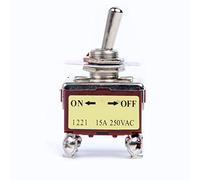 Toggle Switch 250V 15A ON/OFF 4 Iron Pins 2 Position Metal Miniature Rocker Toggle Switch E-TEN-1221 For Marine Boat Truck Vehicles