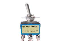 Toggle Switch 250V 15A ON/OFF/ON 6 Copper Pins 3 Position Metal Miniature Rocker Toggle Switch Silver Contacts E-TEN-1322 For Marine Boat Truck Vehicles