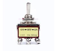 Toggle Switch 250V 15A ON/OFF/ON 6 Iron Pins 3 Position Metal Miniature Rocker Toggle Switch E-TEN-1322 For Marine Boat Truck Vehicles
