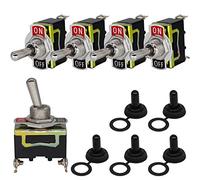 Toggle Switch 5Pcs 15A 250V AC / 20A 125V AC ON/Off 2 Position SPST Metal Auto Rocker Switch with Insulation Cap Cover for Car Auto Truck Boat