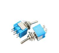 Toggle Switch Twist Shake Rocker Arm MTS-102 103 202 ON-OFF 3 Positions Reset 2P/3P Red/Blue 3/6 Pins Test DIY IDGTTLDF(MTS-203 6Pin3P Blue)