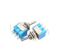 Toggle Switch Twist Shake Rocker Arm MTS-102 103 202 ON-OFF 3 Positions Reset 2P/3P Red/Blue 3/6 Pins Test DIY IDGTTLDF(MTS-202 6Pin2P Blue)