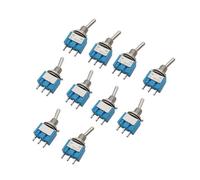 Toggle Switches 3 Pin Miniature Power Button Switch 6A 125V AC SPDT ON-ON Rocker Lever Switches MTS-102 Blue IDGTTLDF(10Pcs)