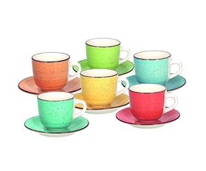 Tognana LS18502M043 Set of 6 Mugs The with Plate cc250 Art & Pepper, Stoneware