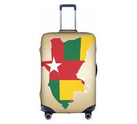 Togo Flag Map With A White Star Print Travel Elastic Suitcase Luggage Baggage Cover Protector, Washable And Anti-Scratch, White, M