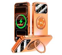 Togotomars for iPhone 17 Pro Case with Spin Magnetic Stand [Integrated Camera Cover] [Fit for MagSafe] Slim Shockproof Protection Phone case with Kickstand 6.3'', Cosmic Orange