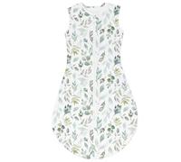 TOGOU2S Baby Sleeping Bag 65cm, 0.5 Tog Sleeping Bag 0-6 Months, Soft Cotton Breathable Summer Sleeping Bag, Baby Swaddle Wrap Newborn, Dark Green Leaf Print