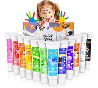 TOGOU2S Finger Paints for Kids, 12 Colours Washable Paint Set, Baby Safe Non Toxic Toddler Paint, 12 x 36ml Finger Painting Kit for Children, Preschool Art, Handprint and Footprint Crafts