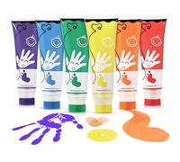 TOGOU2S Kids Finger Paint Sets, 6 Colors(75ml) Washable Paints for Kids, Baby Paint with Sponge Head Easy to Apply&Wash, Safe Non-Toxic Finger Paints for Art, Craft DIY, Early Learning Creative Gifts