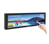 TOGTRATRIC 8.8 Inch Mini Touchscreen Stretched Bar Monitor 1920 * 480, Metal Shell IPS Portable Touch Display, HDMI, USB-C, Small Screen for Raspberry Pi Laptop Aida64 GPU CPU RAM Monitoring PC Case