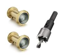 TOGU 2PCS of 220-degree Solid Brass Peep Holes for Door with 16mm Drill Bit, 0.63 inch Door Peephole with Privacy, Compatible with Door Thick from 1-3/8" to 2-1/6", Satin Gold Finish