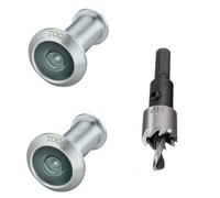 TOGU 2PCS of 220-degree Solid Brass Peep Holes for Door with 16mm Drill Bit, Compatible with Door Thick from 1-3/8" to 2-1/6", Satin Chrome Finish