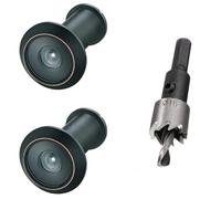 TOGU 2PCS of 220-degree Solid Brass Peep Holes for Door with 16mm Drill Bit, Compatible with Door Thick from 1-3/8" to 2-1/6", Classic Matte Black Finish