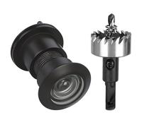 TOGU 3828 Brass Extra Larger peep Holes for Door with 1-1/10“ Drill Bit, 220-degree Door viewer Peephole with Privacy Cover, Fitting Door Thick from 1-3/5" to 2-1/5", Matt Black Finish