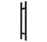 TOGU TG-6017 600mm/24 inches Square/Rectangle H-Shape/Ladder Style Back to Back Stainless Steel Push Pull Door Handle for Solid Wood,Timber,Glass and Steel Doors,Matte Black Finish