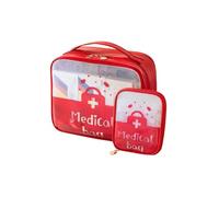 Toguma 2Pcs First Aid Kit Pill Manager Travel Bag Medicine Storage Organizer Portable Large Medicine Pouch Medicine Organizer Bag for Home Camping Traveling (Red)