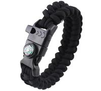 Toguma 5 in 1 Survival Paracord Bracelet with Waterproof Compass, Emergency Tactical Paracord Camping Bracelet for Camping Hiking Fishing (Black)