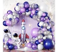 Togvu Balloon Arch Garland Kit, 101 Pcs Pearl Metallic Silver Confetti Balloon Garland Kit for Girls Women Birthday Baby Shower Wedding Party Decorations, Purple Blue Silver (QQ-51590)