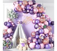 Togvu Dusty Purple Pink Balloon Arch Garland Kit, Dark Pastel Metallic Rose Gold Confetti Kit for Women Girls Birthday Wedding Baby Bridal Shower Party Decorations