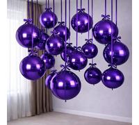 Togvu Purple Round Foil Balloons, 12PCS Different Sizes 4D Metallic Balloon Large Dark Purple Sphere Mirror Ball Balloons for Graduation Halloween Birthday Party Ceiling Decorations Supplies