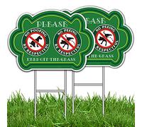 TOHAO No Peeing and No Pooping Dog Sign 2 Pack, Double Sided Please Be Respectful Keep Off The Grass Yard Signs with Metal Wire H-Stakes Included, 14" x 10", UV Protected & Waterproof, Outdoor Use