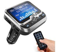 ToHayie Bluetooth FM Transmitter for Car, Wireless Radio Adapter Hands-Free Kit With 1.8 Inch Display, Dual USB Charger, AUX Input/Output, TF Card Mp3 Player, Silver