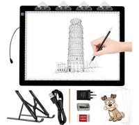 TOHETO A3 Light Pad with Foldable Stand, UL Certified Adapter, 8000 Lux Super Bright Ultra Thin Pad for Cricut Weeding Vinyl, Artist Drawing Light Box/Board/Table for Tracing, Sketching - Black