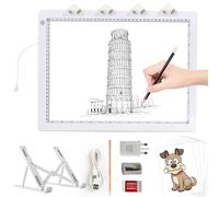 TOHETO A3 Light Pad with Foldable Stand, UL Certified Adapter, 8000 Lux Super Bright Ultra Thin Pad for Cricut Weeding Vinyl, Artist Drawing Light Box/Board/Table for Tracing, Sketching - White