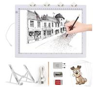 TOHETO A4 Light Pad with Foldable Stand, UL Certified Adapter, 8000 Lux Super Bright Ultra Thin Pad for Cricut Weeding Vinyl, Artist Drawing Light Box/Board/Table for Tracing, Sketching - White