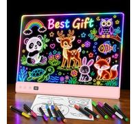 TOHETO LED Drawing Board for Kids, Rechargeable Glow Doodle LED Note Board, 16 Light Effects Acrylic Dry Erase Board, Neon Light Up Drawing Tablet Sketching Gifts Toy Ideas for Girls/Teens, 12 Markers