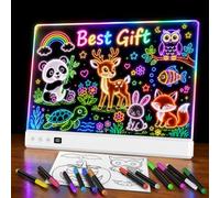 TOHETO LED Drawing Board for Kids, Rechargeable Glow Doodle LED Note Board, 16 Light Effects Acrylic Dry Erase Board, Neon Light Up Drawing Tablet Sketching Gifts Toy Ideas for Girls/Teens, 12 Markers