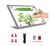 TOHETO Portable A4 Tracing LED Copy Board, Cordless Battery Powered 5 Levels Brightness Light Box Rechargeable Light Board for Tracing Weeding Vinyl X-ray Viewing Sketching Diamond Painting (Grey)