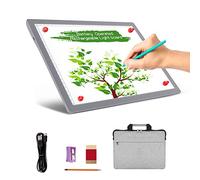 TOHETO Portable A4 Tracing LED Copy Board with Carry Bag, Cordless Battery Powered 5 Levels Brightness Light Box Rechargeable Light Board for Weeding Vinyl X-ray Viewing Diamond Painting (Grey)