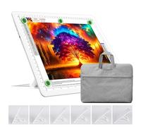 TOHETO Rechargeable A4 Light Board with Stand, Bag, Super Bright Magnetic Light Pad with Side Buttons, Wireless Light Box for Tracing and Drawing, Cordless Light Table for Diamond Painting, Sketching