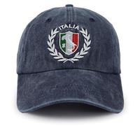 Tohheasp Italy Italia Italian Map Flag Hat for Men Women, Adjustable Embroidered Cotton Golf Baseball Cap, Navy, One size