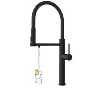 Tohlar 3 Way Kitchen Tap, Black 3 in 1 Water Filter Tap, Kitchen Sink Taps with Drinking Water Filtered Outlet Single Lever Kitchen Mixer Tap 360°Swivel Commercial Water Tap for 1 Hole Mount