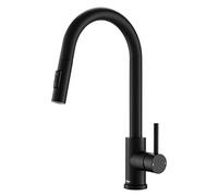 Tohlar Black Kitchen Tap with Pull-Down Sprayer Single Handle Kitchen Tap, Modern Stainless Steel Mixer Taps, Matte Black