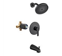 Tohlar Black Shower Faucet Set with Valve, Matte Black Bathroom Shower Faucet Set, 6 Inch Round Rain Shower Head and Faucet Set Combo