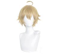 Tohma Cosplay Wig Game Genshin Impact Tohma Light Brown Ponytail Hair Peluca Anime Halloween Party Carnival Role Play Wigs