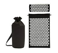 TOHMLAPE Acupressure Mat & Pillow Set/Acupuncture Mat Spike Yoga Mat for Massage Wellness Relaxation and Tension Release Yoga Relax Stress Pain Relief Pad with Carry Bag Black