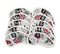 TOHMLAPE Golf Iron Headcover Union Jack Flag Skull Pattern, Pack of 10 | pu leather iron wedge covers with numbers For Titleist Callaway Ping Taylormade Cobra