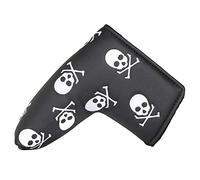 TOHMLAPE PU Leather Golf Blade Putter Cover Skull Bones Patterned Headcover With Velcro Closure For Putters All Brands Scotty Cameron,Black