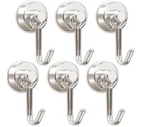 Tohoer Magnetic Hooks, Heavy Duty Neodymium Magnet Hook 30LBS with Rust Proof for Indoor Outdoor Hangers Hanging,Refrigerator,Grill,Tools,Kitchen,Key Holders,Black,Pack of 4 (Silver, 6 x 20MM)