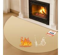 TOHONFOO Fireproof Fireplace Mat, 28×48 Inch Half Round Hearth Rug, Outdoor Flame-Resistant Pad Fiberglass Rug Fireplace Hearth Mats Fire Resistant Protects Floors from Sparks Embers, HR-28-48-KH-1