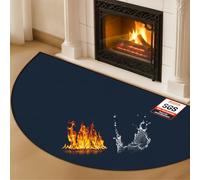 TOHONFOO Fireproof Fireplace Mat, 42 x 24 inch, Blue, Utility, Non Slip, High Pile, Machine Made, Rug, Doormat, Spot Clean Only, Living Room, 1mm