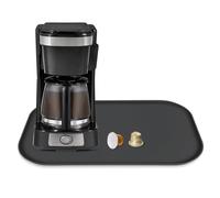 TOHONFOO Silicone Coffee Maker Mat with Lip, 17.4'' x 10.6'' Heavy Duty Coffee Maker Mat for Countertops, Coffee Tray Fit Under Coffee Machine Appliance Automatic Machines Espresso Accessory, Black